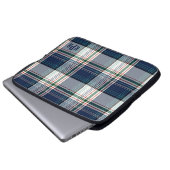 Mit Monogramm Blau und Weiß Multi Thread Kariert Laptopschutzhülle (Vorne Knopf)