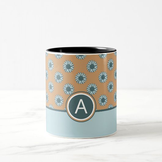 Mit Monogramm Blaublüten Zweifarbige Tasse