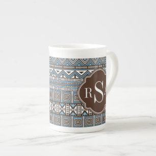 Mit Monogramm blaubraunes Stammmuster Porzellantasse