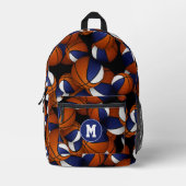 Mit Monogramm-blaue Basketball Bedruckter Rucksack (Vorderseite)
