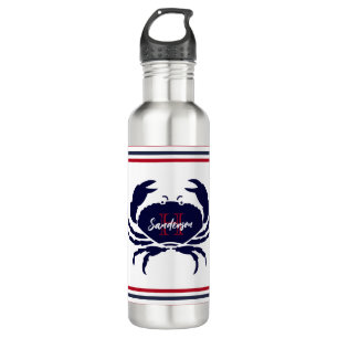 Mit Monogramm blaue blaue Krabbe Edelstahlflasche