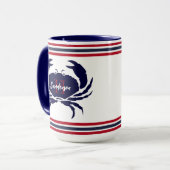 Mit Monogramm blaue blaue Krabbe Tasse (Vorderseite Links)