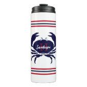 Mit Monogramm blaue blaue Krabbe Thermosbecher (Vorderseite)