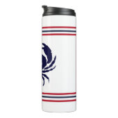 Mit Monogramm blaue blaue Krabbe Thermosbecher (Nach rechts gedreht)