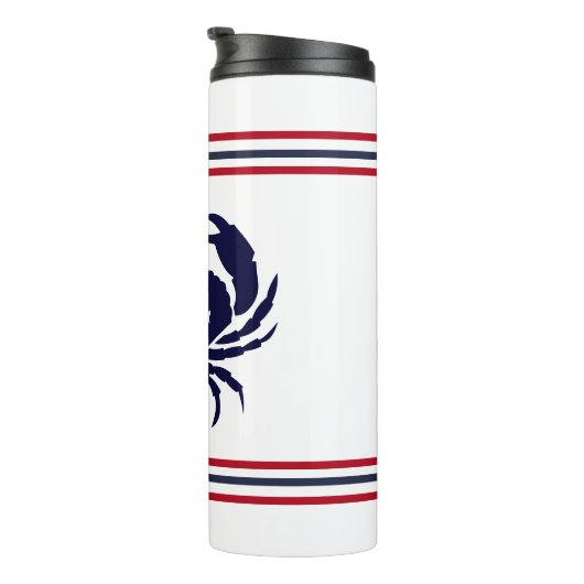 Mit Monogramm blaue blaue Krabbe Thermosbecher (Nach rechts gedreht)