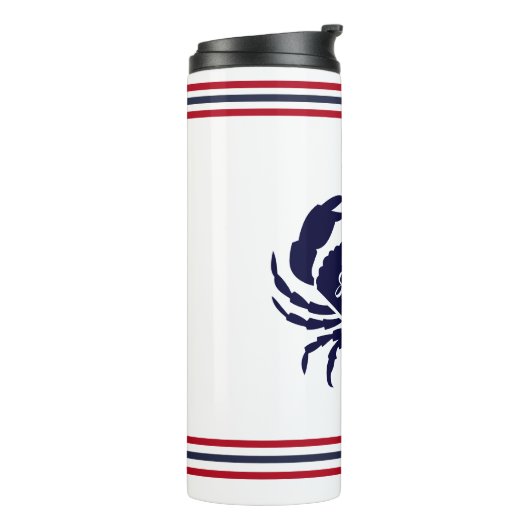 Mit Monogramm blaue blaue Krabbe Thermosbecher (Nach links gedreht)
