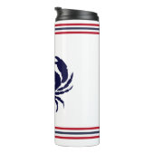 Mit Monogramm blaue blaue Krabbe Thermosbecher (Nach rechts gedreht)