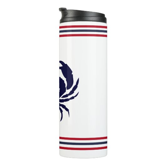 Mit Monogramm blaue blaue Krabbe Thermosbecher (Nach rechts gedreht)