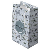 Mit Monogramm blaue Bugs und Insekten Junge Dusche Kleine Geschenktüte (Rückseite Schrägansicht)