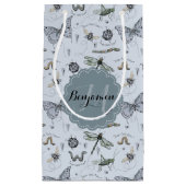 Mit Monogramm blaue Bugs und Insekten Junge Dusche Kleine Geschenktüte (Vorderseite)