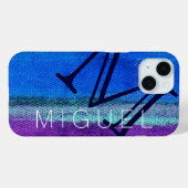 Mit Monogramm blaue Farbe Case-Mate iPhone Hülle (Rückseite (Horizontal))