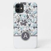 Mit Monogramm Blaue Flora Case-Mate iPhone Hülle (Rückseite)