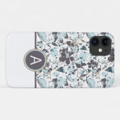 Mit Monogramm Blaue Flora Case-Mate iPhone Hülle (Rückseite (Horizontal))