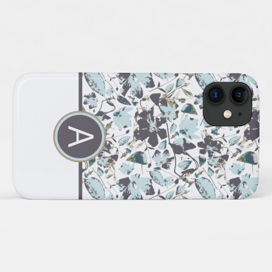 Mit Monogramm Blaue Flora Case-Mate iPhone Hülle (Rückseite (Horizontal))