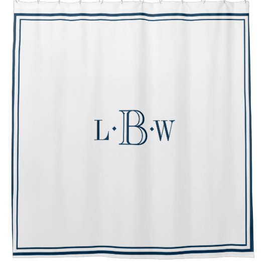 Mit Monogramm blaue Grenze Duschvorhang (Vorderseite)