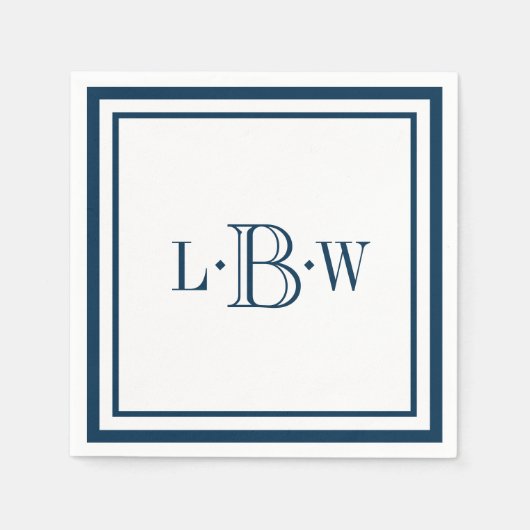 Mit Monogramm blaue Grenze Serviette (Vorderseite)