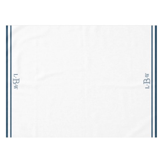 Mit Monogramm blaue Grenze Tischdecke (Vorderseite (Horizontal))