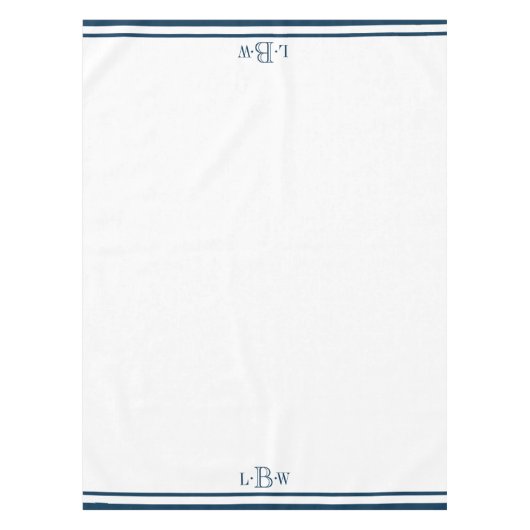 Mit Monogramm blaue Grenze Tischdecke (Vorderseite)
