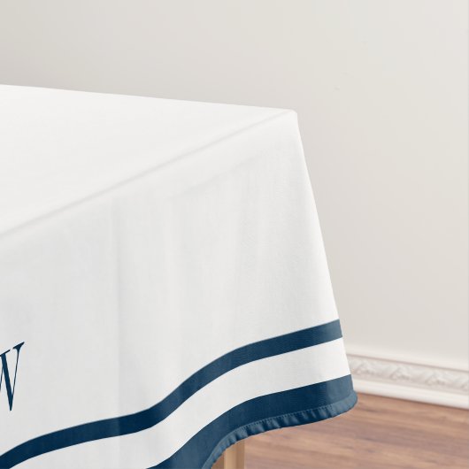 Mit Monogramm blaue Grenze Tischdecke (Beispiel)