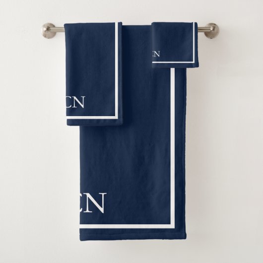 Mit Monogramm Blaue Grenzklassik Badhandtuch Set (Insitu)