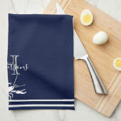 Mit Monogramm blaue Hummer-Nautikerin Geschirrtuch (Viertel Falte)