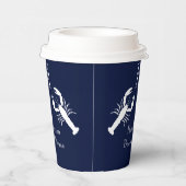 Mit Monogramm blaue Hummer-Nautikerin Pappbecher (Rechts)