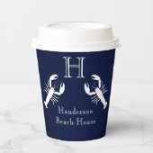 Mit Monogramm blaue Hummer-Nautikerin Pappbecher (Vorderseite)