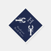 Mit Monogramm blaue Hummer-Nautikerin Serviette (Ecke)