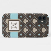 Mit Monogramm blaue Lilie Case-Mate iPhone Hülle (Rückseite (Horizontal))