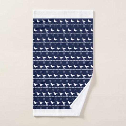 Mit Monogramm blaue Sandpipers Nautical Ba Badhandtuch Set (Handtuch)
