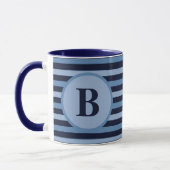 Mit Monogramm blaue Streifen in Navy und Light Hue Tasse (Links)