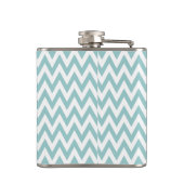Mit Monogramm blaue und rosa Zickzack Flasche Flachmann (Rückseite)