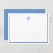 Mit Monogramm blaue und weiße Flat-Postkarte Postkarte (Vorne/Hinten)