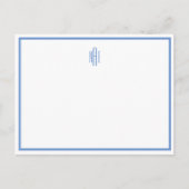 Mit Monogramm blaue und weiße Flat-Postkarte Postkarte (Vorderseite)
