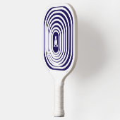 Mit Monogramm blaue und weiße optische Illusion Pickleball Schläger (Links)