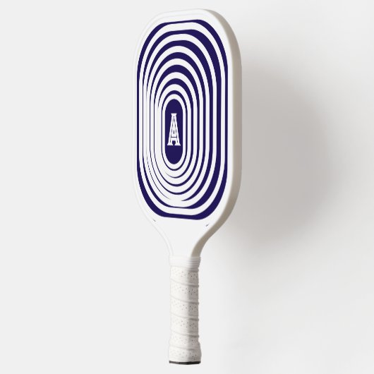 Mit Monogramm blaue und weiße optische Illusion Pickleball Schläger (Links)