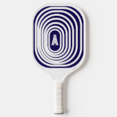 Mit Monogramm blaue und weiße optische Illusion Pickleball Schläger (Vorderseite)