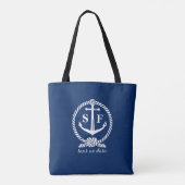Mit Monogramm blaue und weiße Verankerung Tasche (Rückseite)