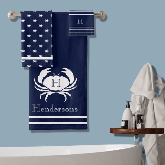 Mit Monogramm blaue Weißkrebserkrankung Badhandtuch Set