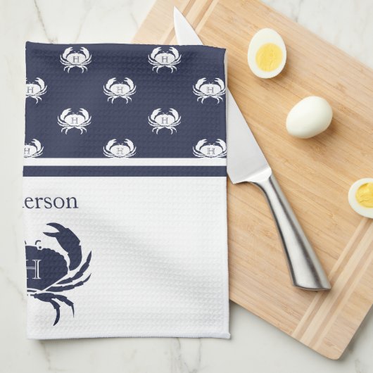 Mit Monogramm blaue Weißkrebserkrankung Geschirrtuch (Viertel Falte)