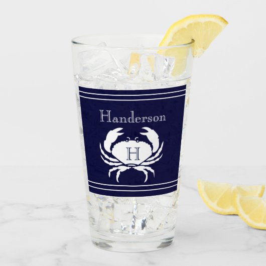 Mit Monogramm blaue Weißkrebserkrankung Glas (Rückseite Ice)