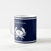 Mit Monogramm blaue Weißkrebserkrankung Kaffeetasse (Vorderseite Links)