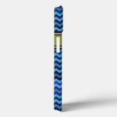 mit Monogramm blaue Zickzack Streifen Case-Mate iPhone Hülle (Rückseite / Rechts)