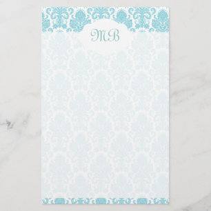 Mit Monogramm blauer Damast Briefpapier