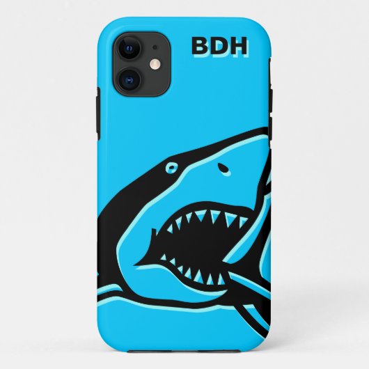 Mit Monogramm blauer Haifisch Case-Mate iPhone Hülle (Rückseite)