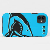 Mit Monogramm blauer Haifisch Case-Mate iPhone Hülle (Rückseite (Horizontal))