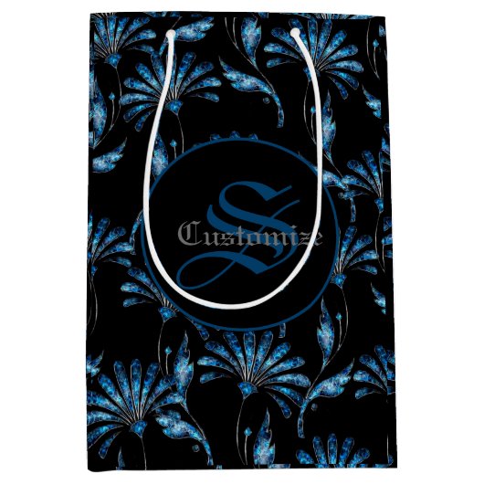 Mit Monogramm Blauer Schimmer Mittlere Geschenktüte (Vorderseite)