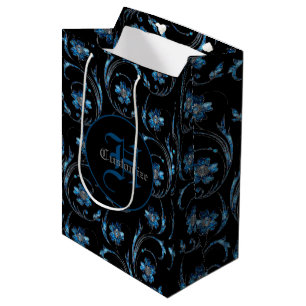 Mit Monogramm Blauer Schimmer Mittlere Geschenktüte