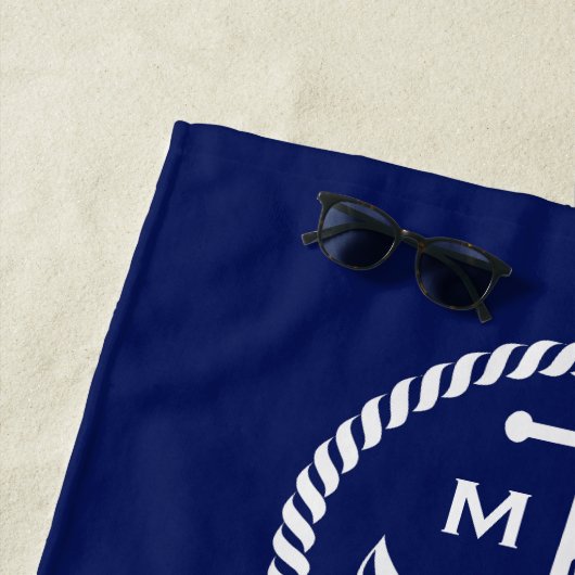 Mit Monogramm blauer Strandtuch (Beispiel)