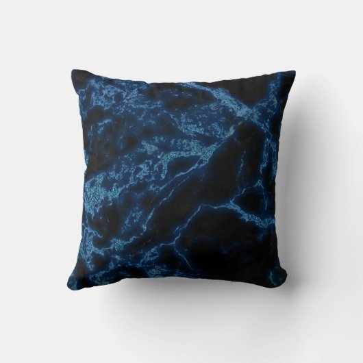 Mit Monogramm Blauer und schwarzer Marmor Kissen (Rückseite)